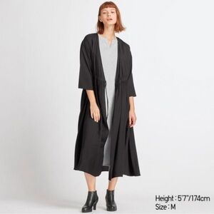 Uniqlo Black 3/4 Sleeve Wrap Dress/Duster Size Medium
